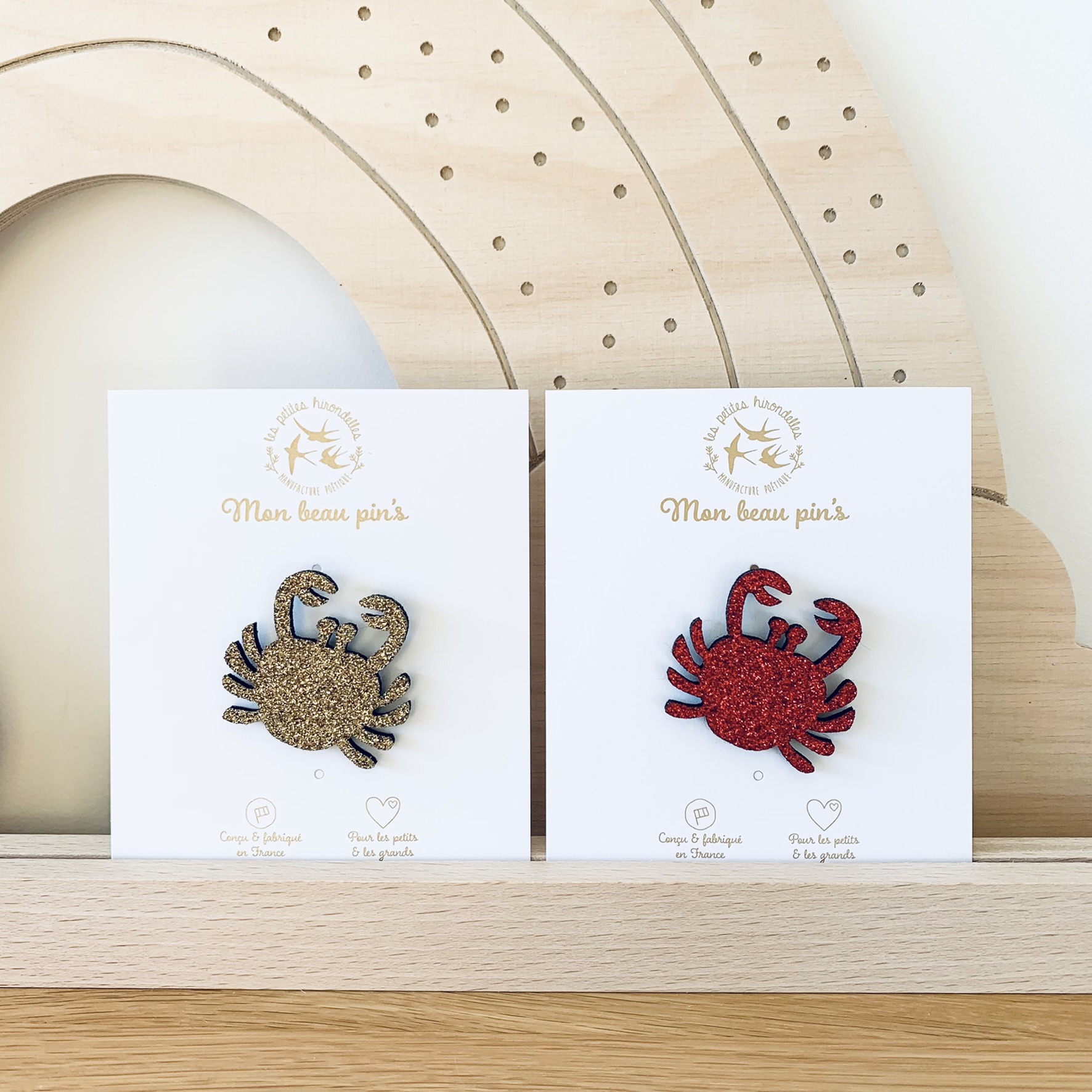 PIN'S FEUTRINE PAILLETEE CRABE- ROUGE – Image 2