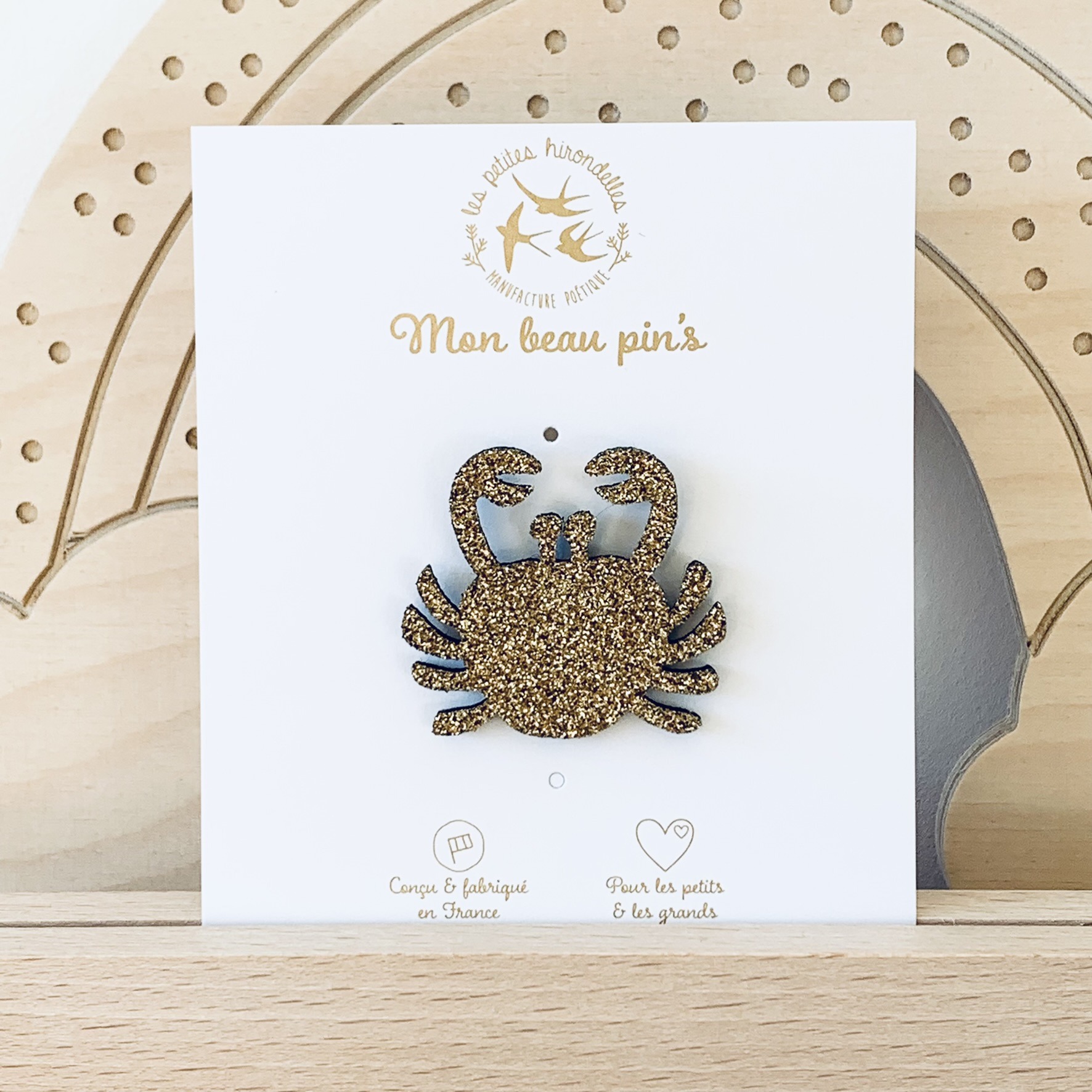 PIN'S FEUTRINE PAILLETEE CRABE- ROUGE – Image 3