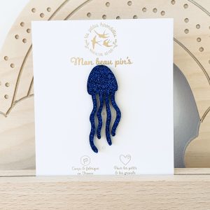PIN'S FEUTRINE PAILLETEE MEDUSE - BLEU – Image 3