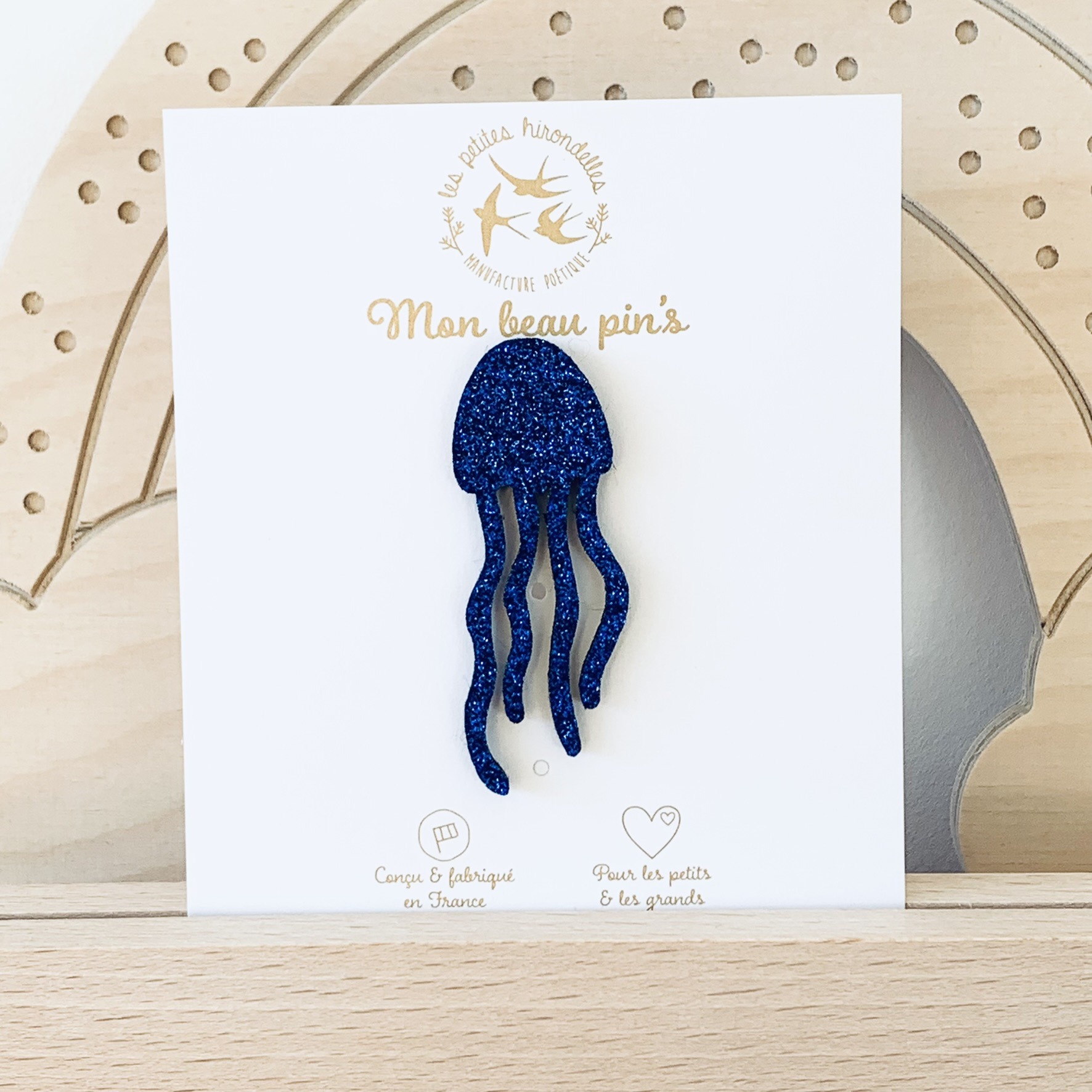 PIN'S FEUTRINE PAILLETEE MEDUSE - BLEU – Image 3