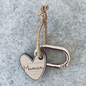PORTE CLES CŒUR MAMAN DORE