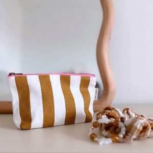 Alternative view of POCHETTE SOFIA RAYURE ECRU CARAMEL