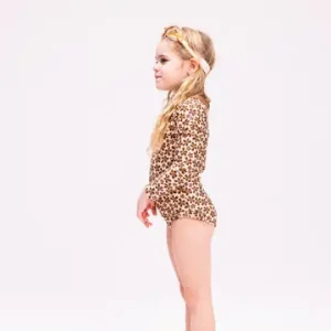 Alternative view of Maillot de bain anti-UV pour filles fleur sauvage - orange - Manches longues
