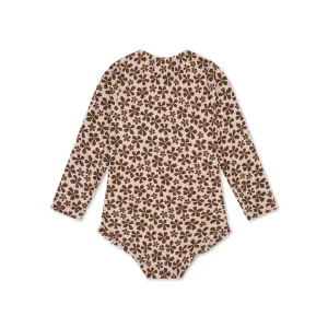 Maillot de bain anti-UV pour filles fleur sauvage - orange - Manches longues – Image 6