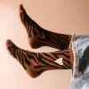 CHAUSSETTES FEMME ZEBRE MARRON ET NOIR