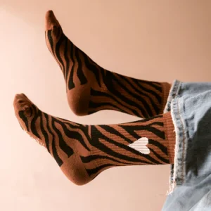 CHAUSSETTES FEMME ZEBRE MARRON ET NOIR