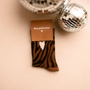 Alternative view of CHAUSSETTES FEMME ZEBRE MARRON ET NOIR