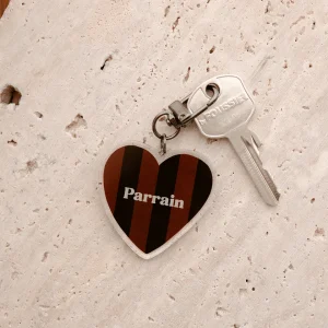 PORTE CLES PARRAIN RAYURES MARRONS ET NOIRES
