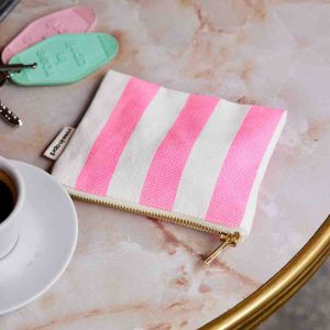 PORTE MONNAIE MARIE RAYURE ROSE FLUO – Image 4