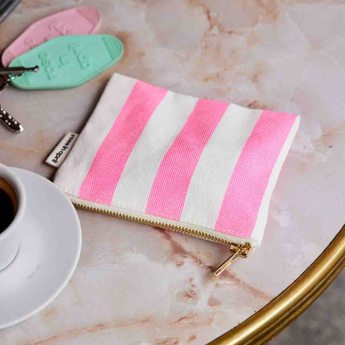 PORTE MONNAIE MARIE RAYURE ROSE FLUO – Image 4