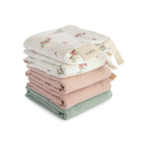 Lot de 5 mini langes / lavettes Pink Flowers – Mushie