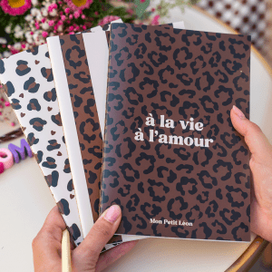 CARNET A5 LEOPARD MARRON FONCE A LA VIE A L AMOUR