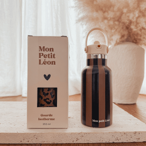 GOURDE ISOTHERME ENFANT RAYURES MARRONS ET NOIRS