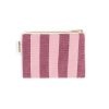 PORTE MONNAIE RAYURE BORDEAUX/BUBBLE PINK