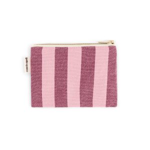 PORTE MONNAIE RAYURE BORDEAUX/BUBBLE PINK