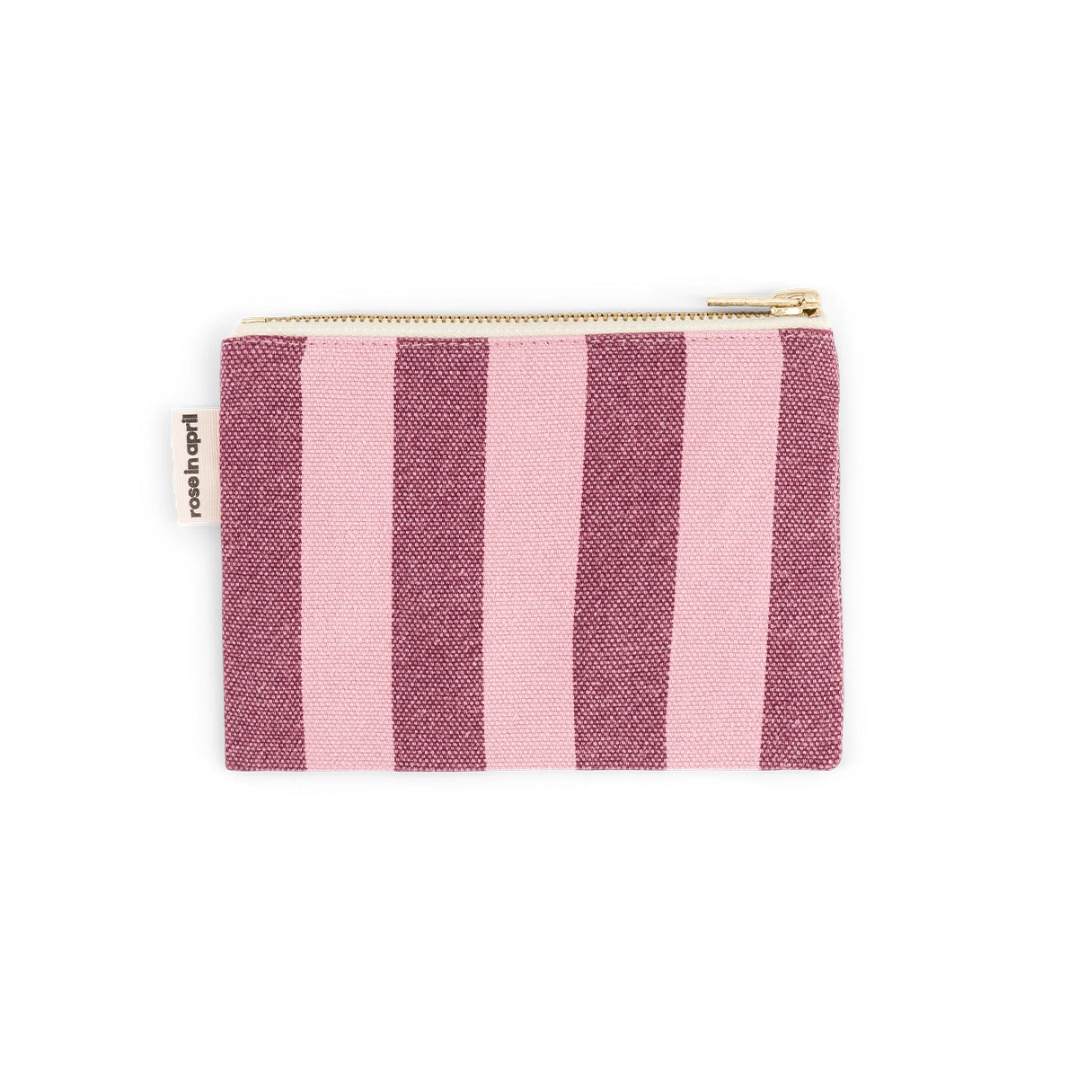 PORTE MONNAIE RAYURE BORDEAUX/BUBBLE PINK