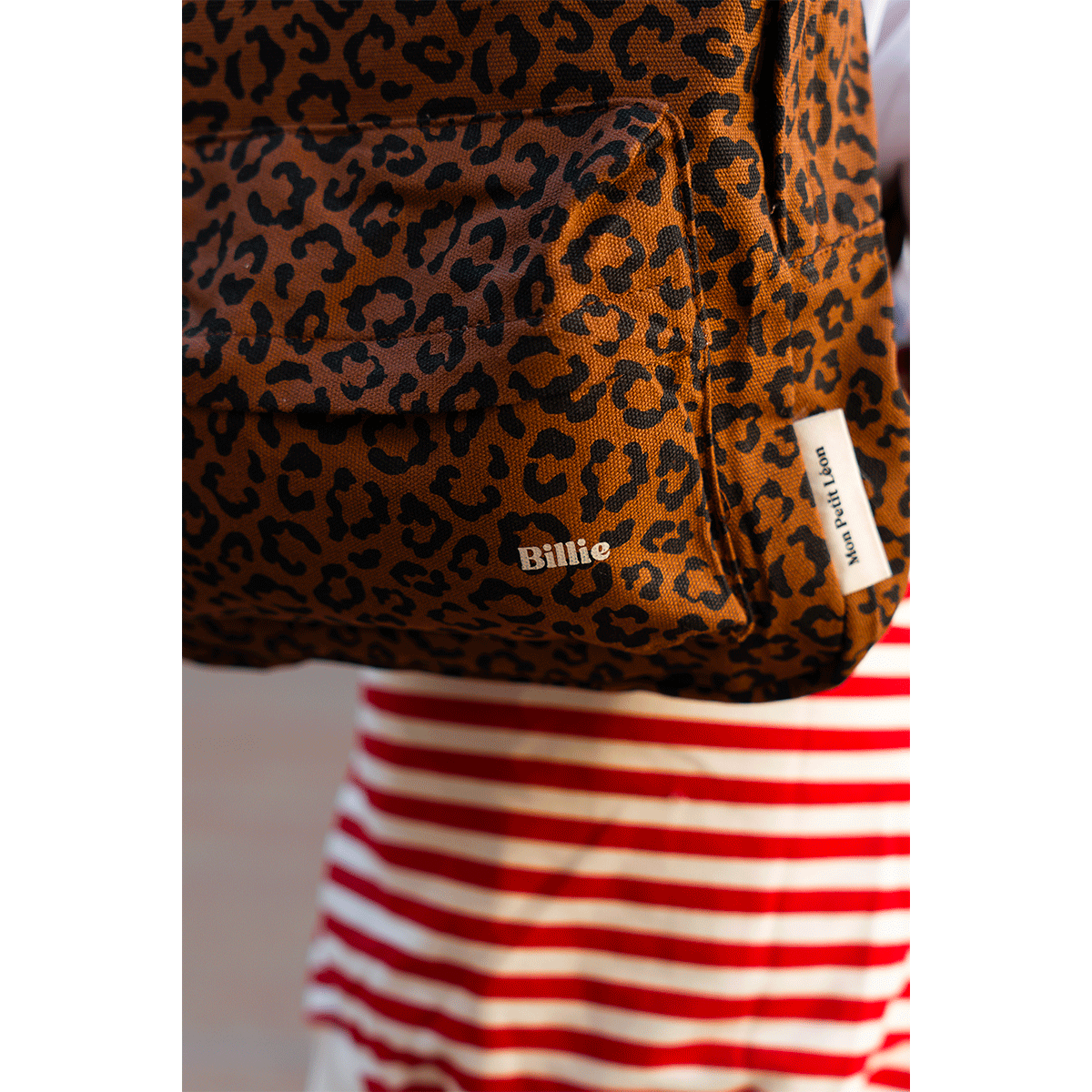 Sac à dos léopard marron Mon Petit Léon détail