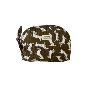 Trousse Make Up Teckel Kaki - Maison Augustin