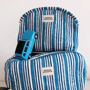TROUSSE MAKE UP STRIPE BLEU – Image 3