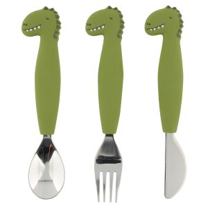 COUVERT 3 PIECES SILICONE DINO