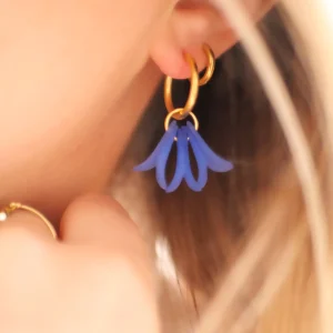 BOUCLES D OREILLES TULA BLEU MAT – Image 3