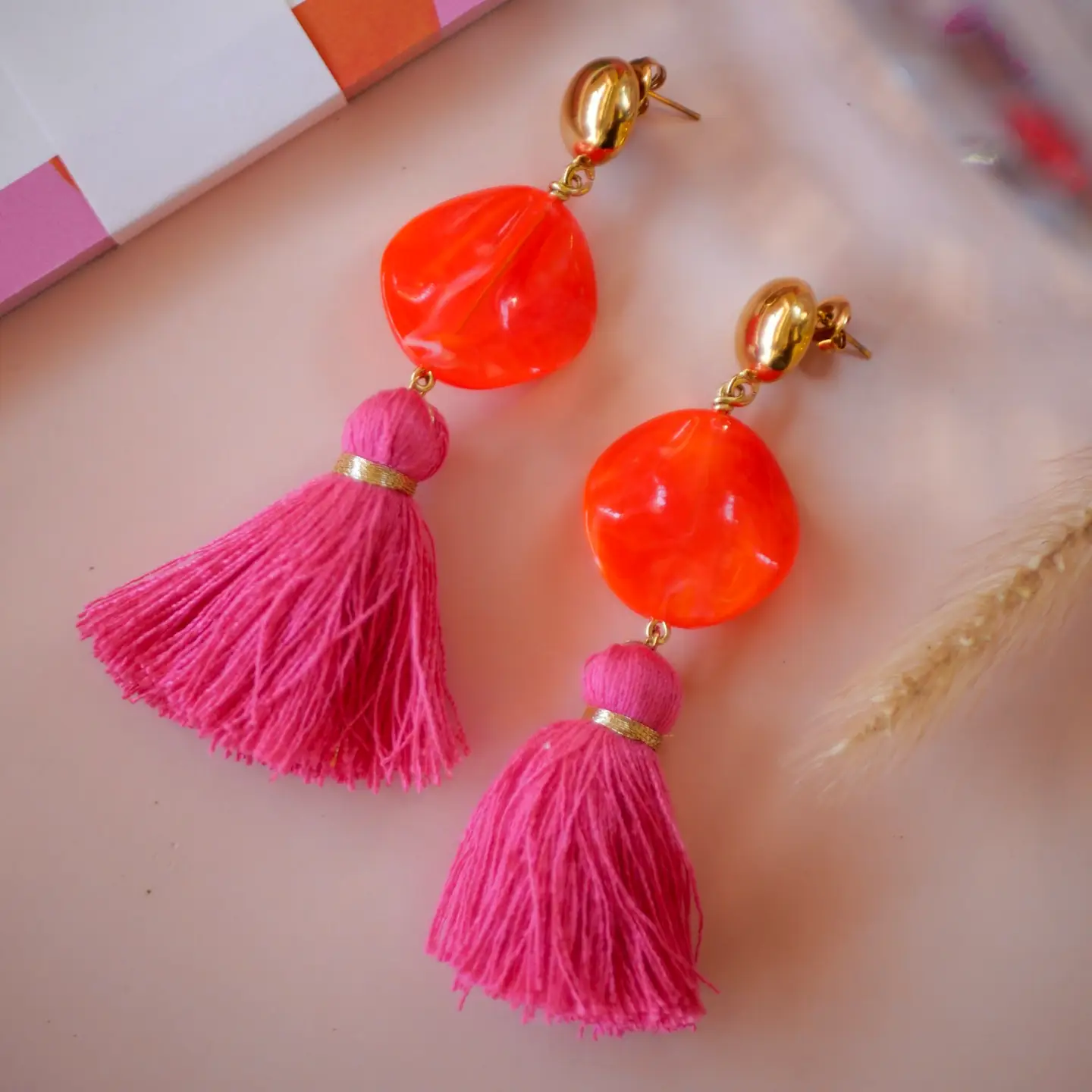 BOUCLES D OREILLES BALI ROSE