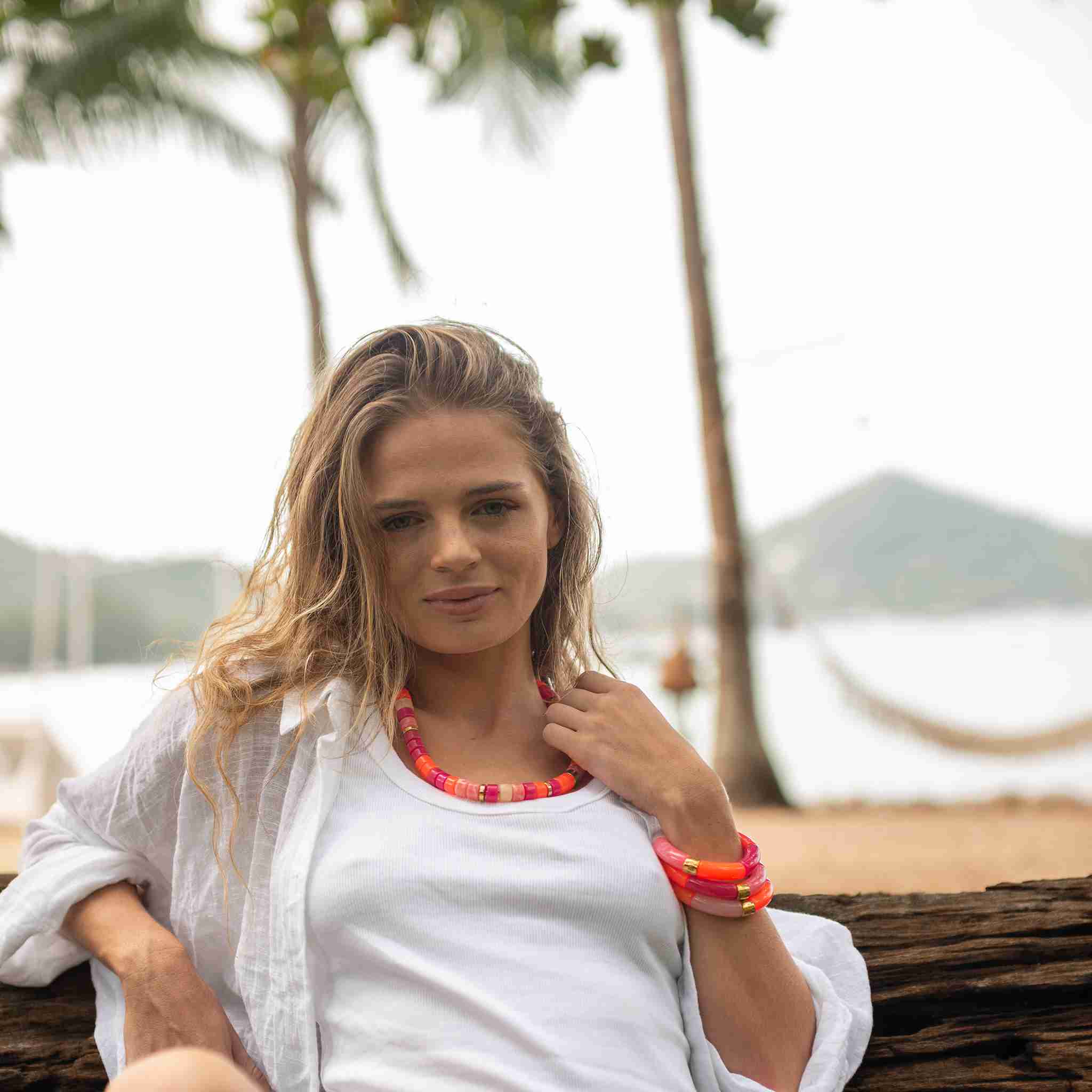 Collier Praia Laranja Mix - Parabaya