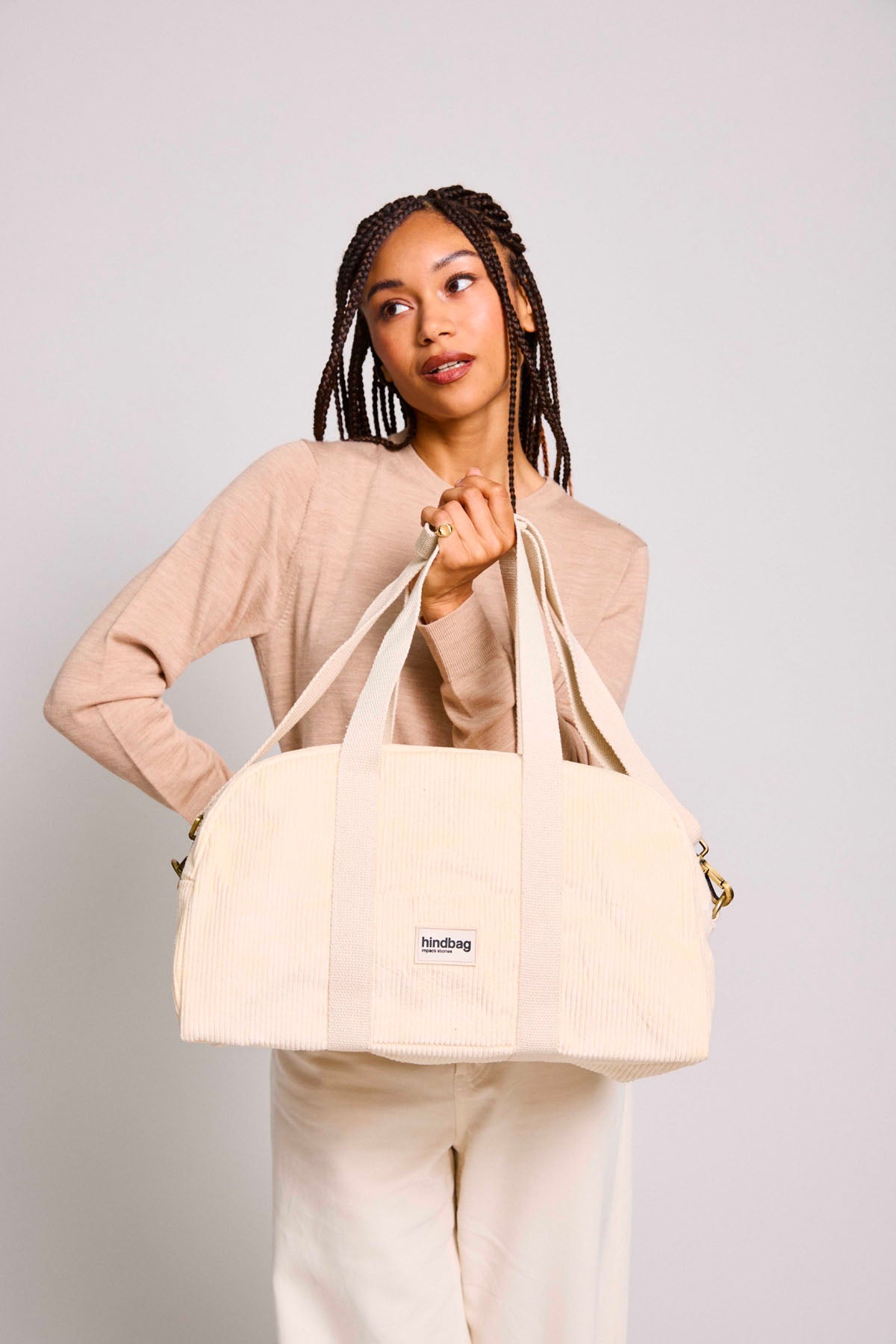 SAC BOWLING CHARLIE VELOURS BEIGE – Image 2