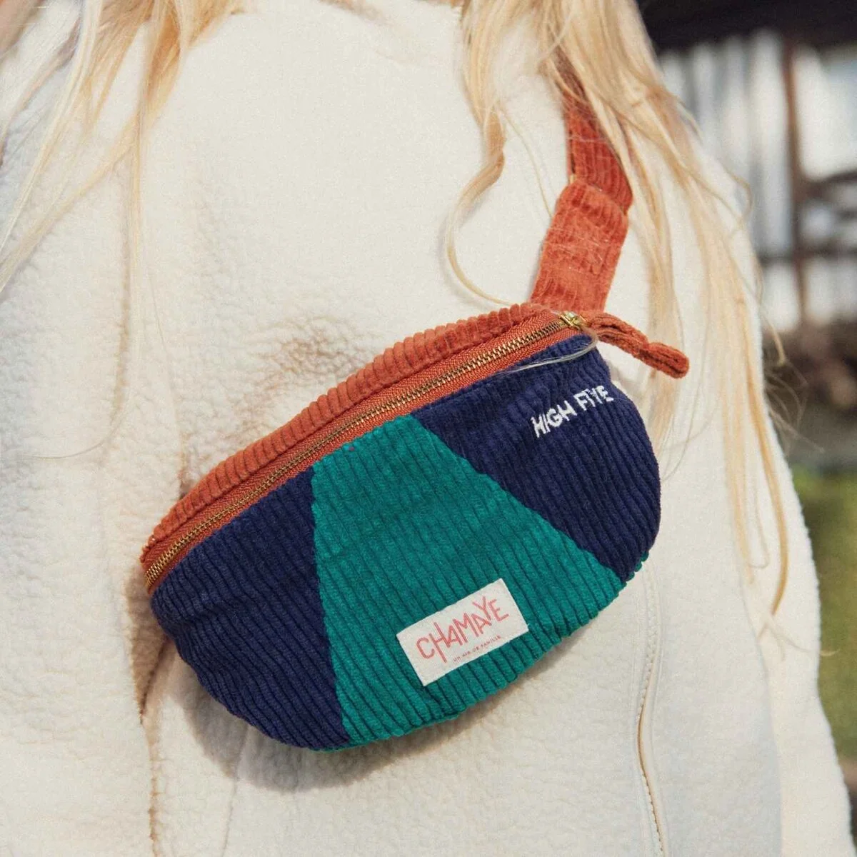 SAC BANANE ENFANT VELOURS VERT HIGH FIVE – Image 2
