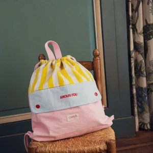 SAC À DOS CORDON RAYURES JAUNES AMOUR FOU – Image 3