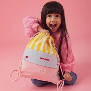 SAC À DOS CORDON RAYURES JAUNES AMOUR FOU