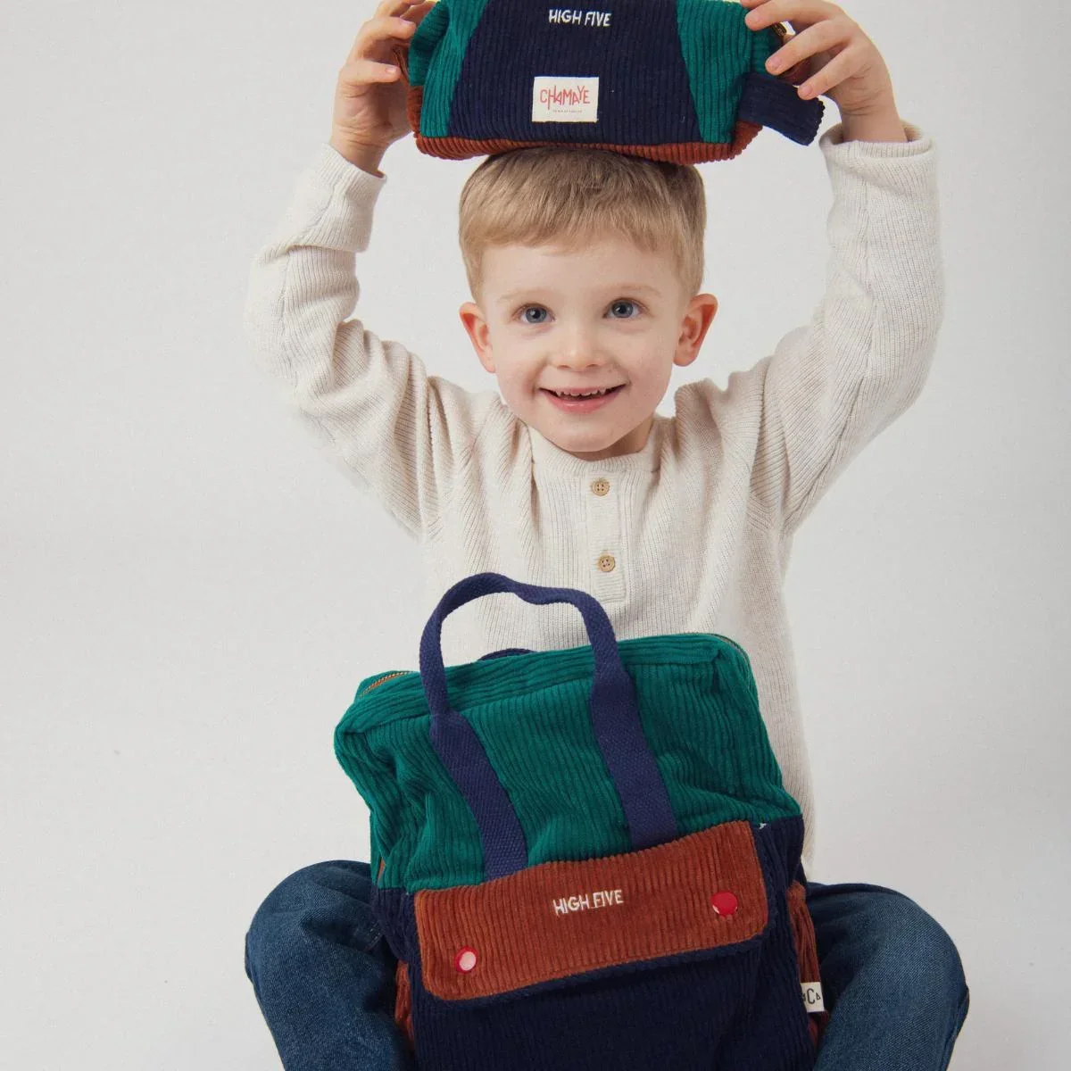 SAC À DOS VELOURS VERT HIGH FIVE