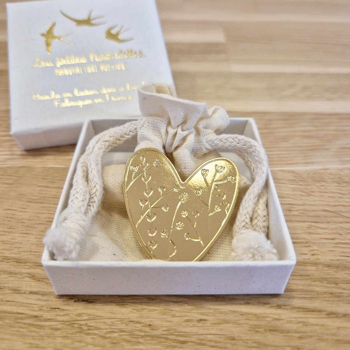 BROCHE LAITON DORE CŒUR