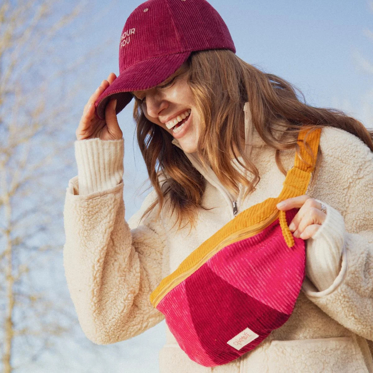 SAC BANANE ADULTE VELOURS BORDEAUX AMOUR FOU – Image 2
