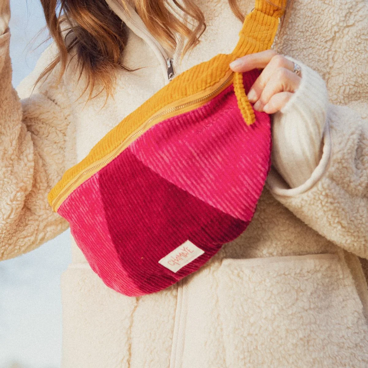 SAC BANANE ADULTE VELOURS BORDEAUX AMOUR FOU