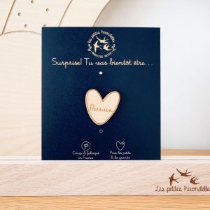 PIN'S EN BOIS - CŒUR PARRAIN