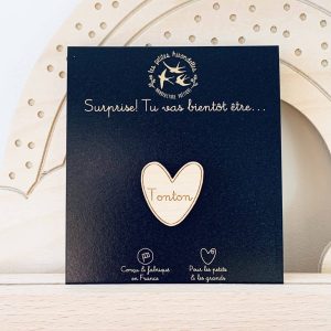 PIN'S CŒUR TONTON EN BOIS