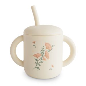 TASSE D'APPRENTISSAGE + PAILLE FLEURS