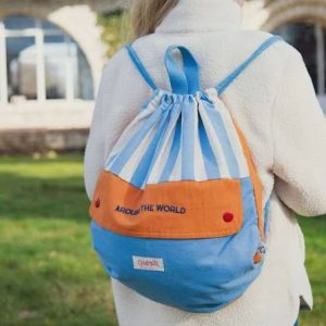 Alternative view of SAC À DOS CORDON RAYURES BLEUES AROUND THE WORLD