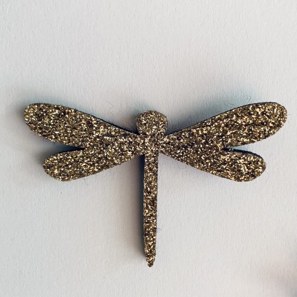 PIN'S PAILLETE LIBELLULE DORE