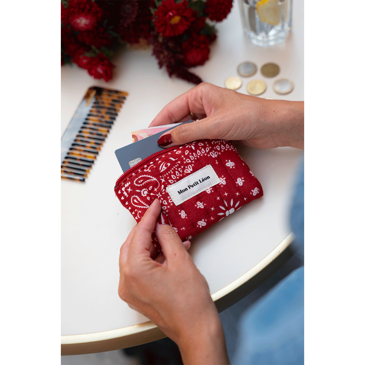 PORTE MONNAIE BANDANA CHERRY
