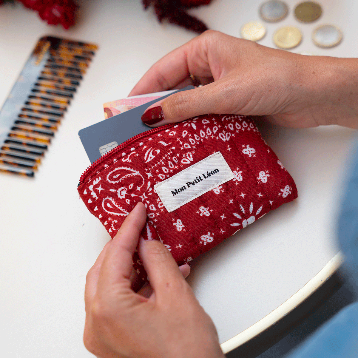 PORTE MONNAIE BANDANA CHERRY – Image 2