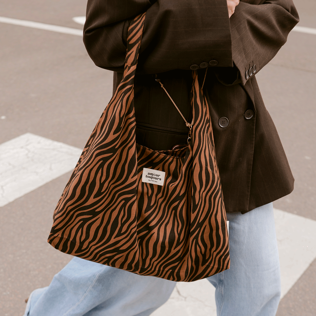 SAC ALMA ZEBRE MARRON AMOUR TOUJOURS