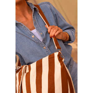 SAC WEEKEND RAYURES MARRON BEIGE – Image 3