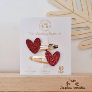 DOUBLES BARRETTES CŒURS ROUGES