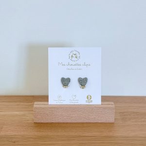 BOUCLES D'OREILLES CŒURS  S-PAILLETTES ARGENTEES