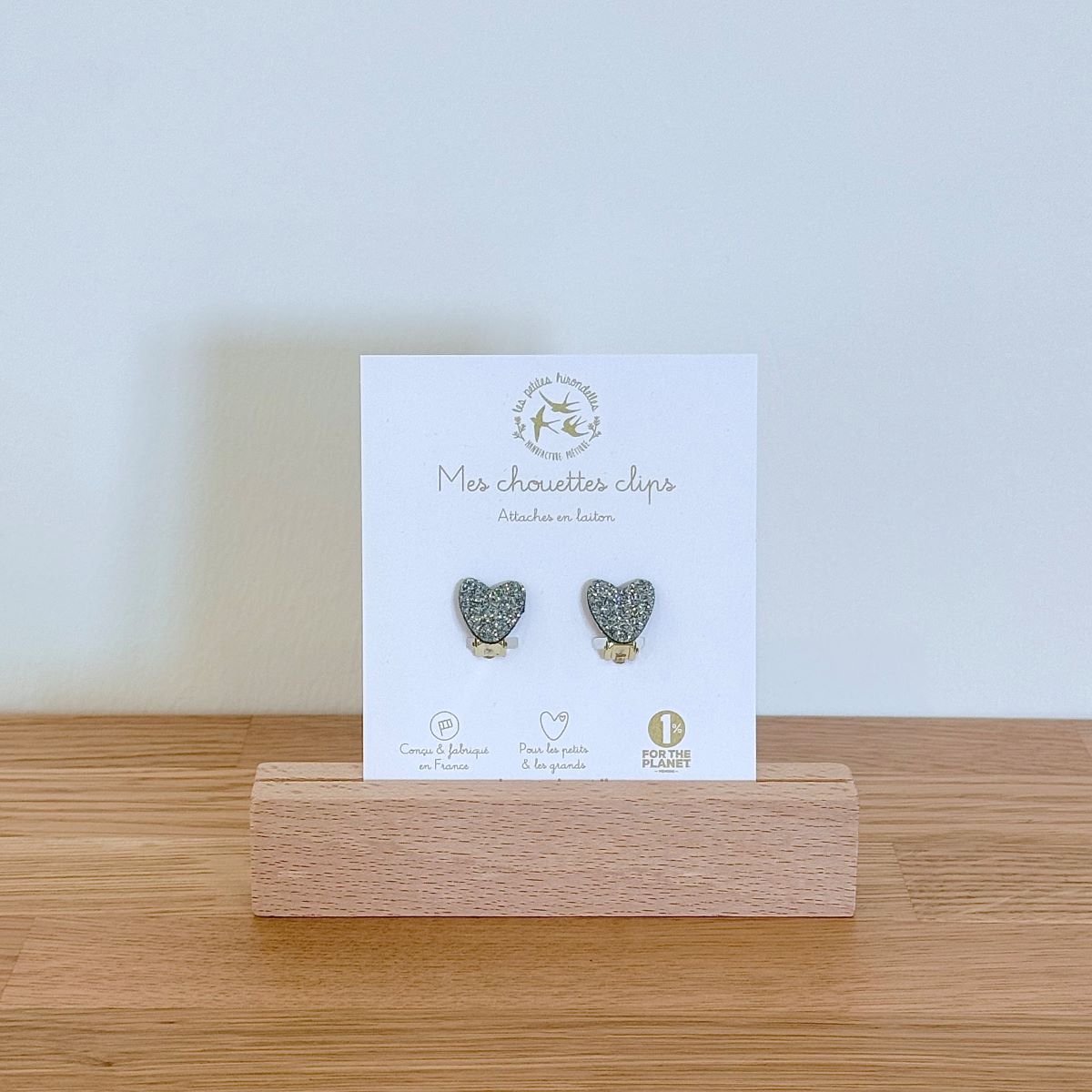BOUCLES D'OREILLES CŒURS S-PAILLETTES ARGENTEES