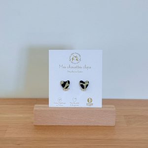 BOUCLES D'OREILLES CŒURS S- LEOPARD DORE