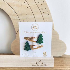 DOUBLES BARRETTES SAPINS VERT