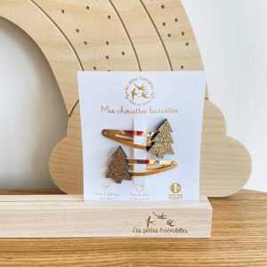 DOUBLES BARRETTES SAPINS DORES